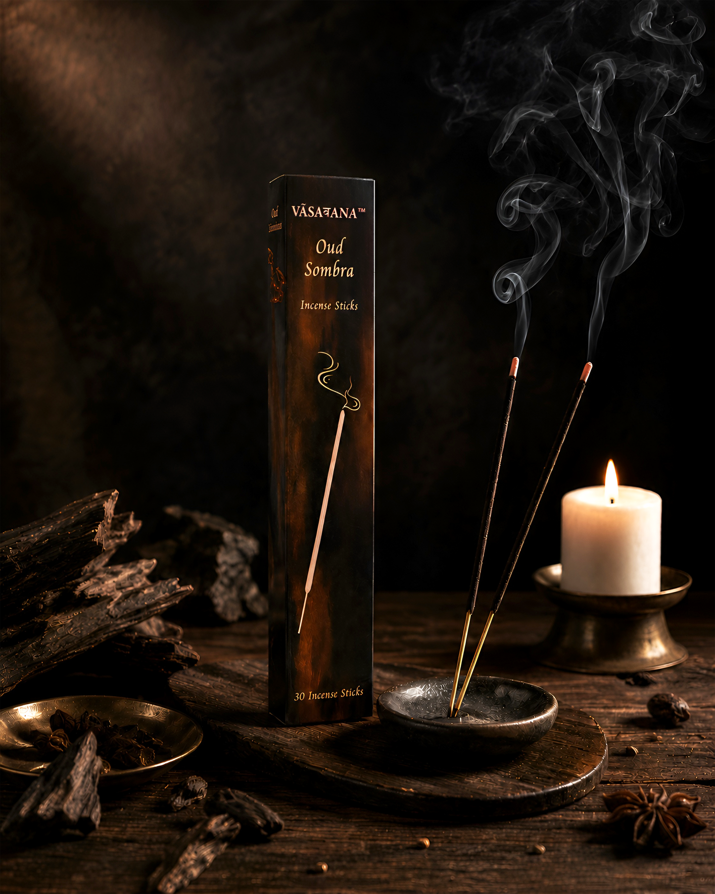 Oud Sombra — Incense Sticks 30 Sticks | Vāsaवana