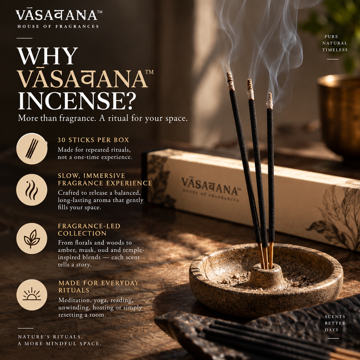 Golden Hour Incense Sticks – Pack of 30 | Vasavana