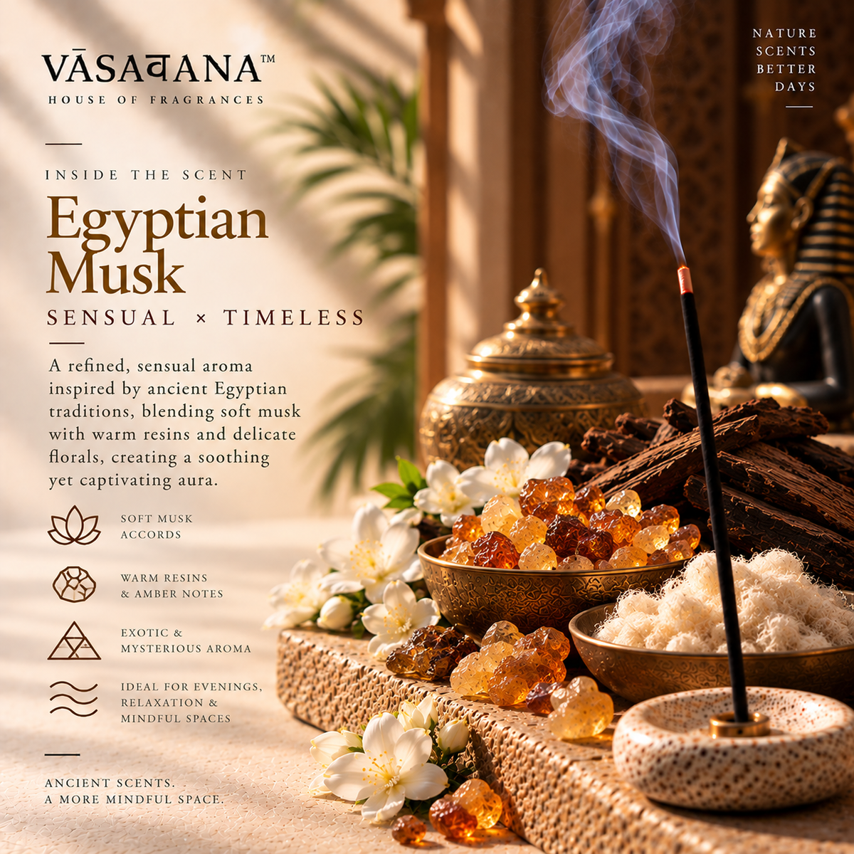 Egyptian Musk Incense Sticks – Pack of 30 | Vasavana