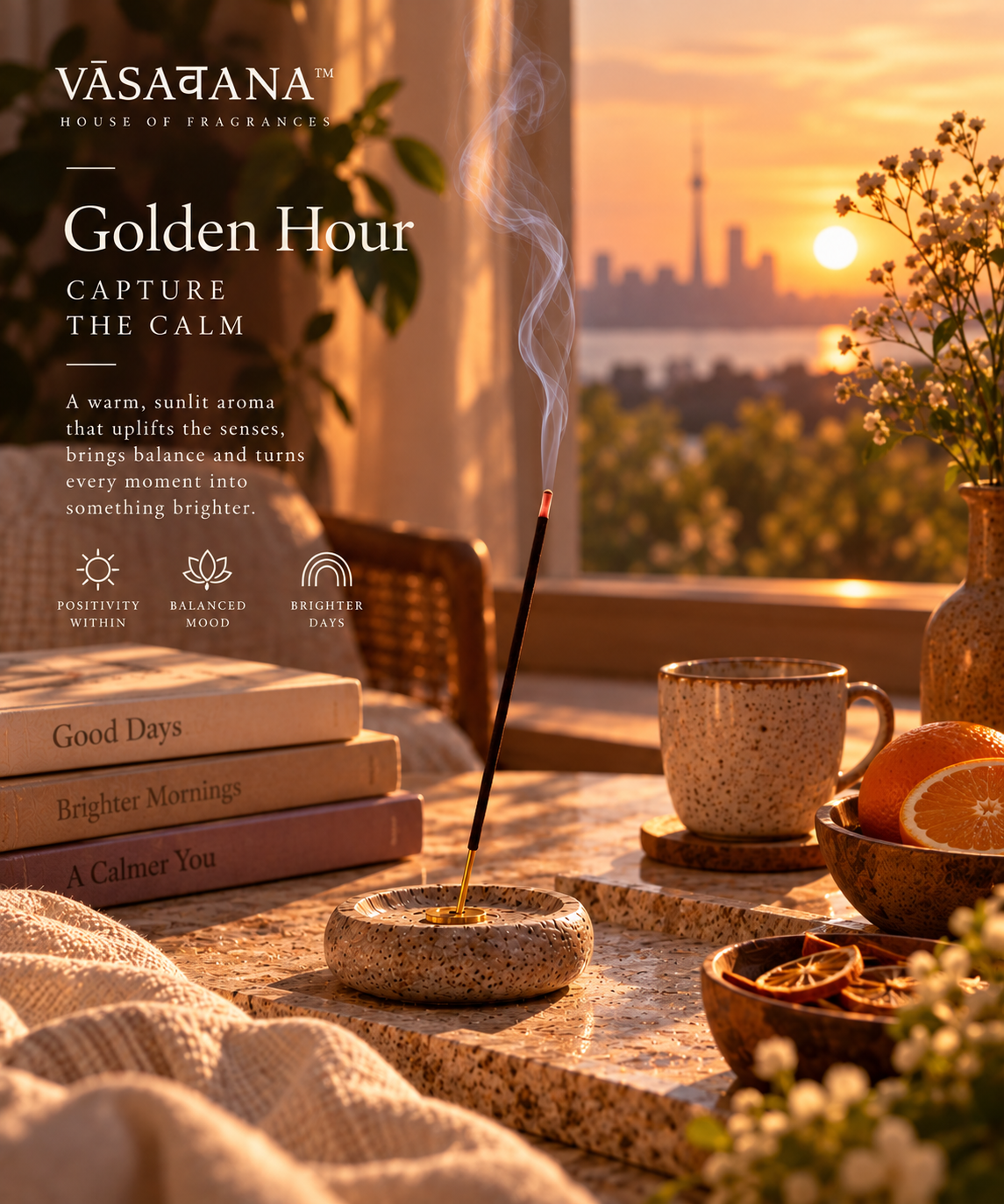 Golden Hour Incense Sticks – Pack of 30 | Vasavana