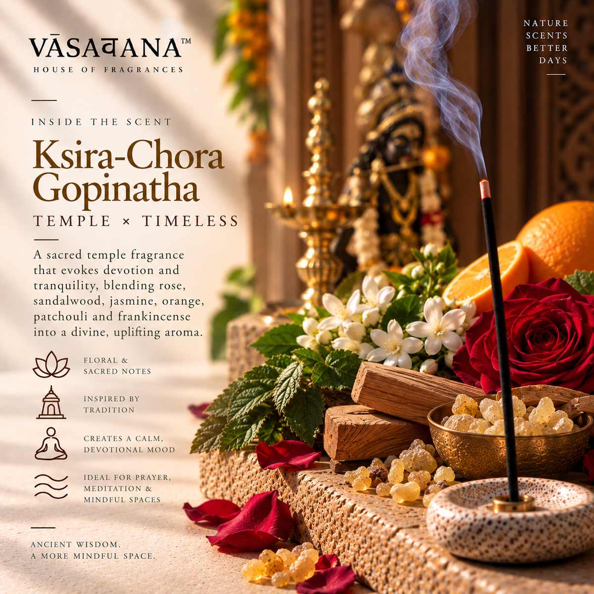 Ksira-Chora Gopinatha Incense Sticks – Pack of 30 | Vasavana