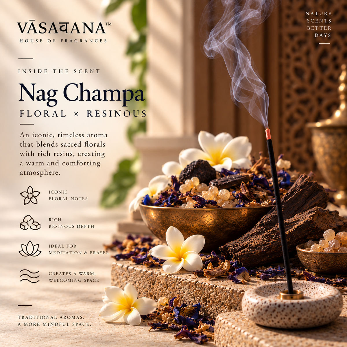 Nag Champa Incense Sticks – Pack of 30 | Vasavana