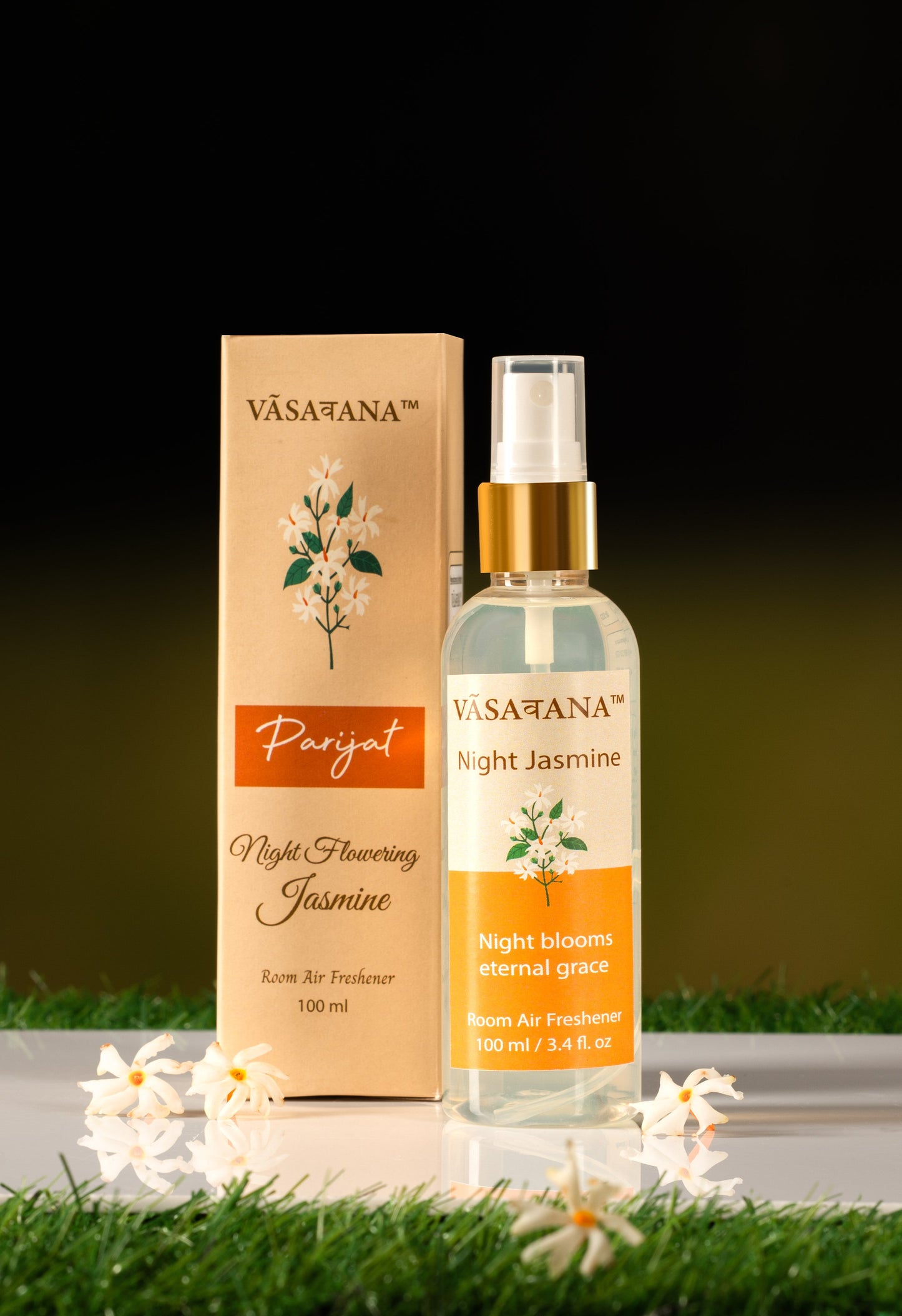 Night Flowering Jasmine Natural Mist Spray by Vāsaवana | 100 ml / 3.3oz | Made with Night Jasmine flower extracts | Ideal for meditation and rituals | Non-alcoholic, non-toxic & vegan | Vasavana