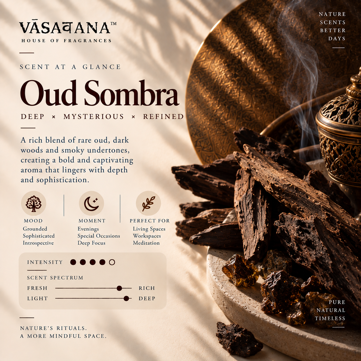 Oud Sombra Incense Sticks – Pack of 30 | Vasavana