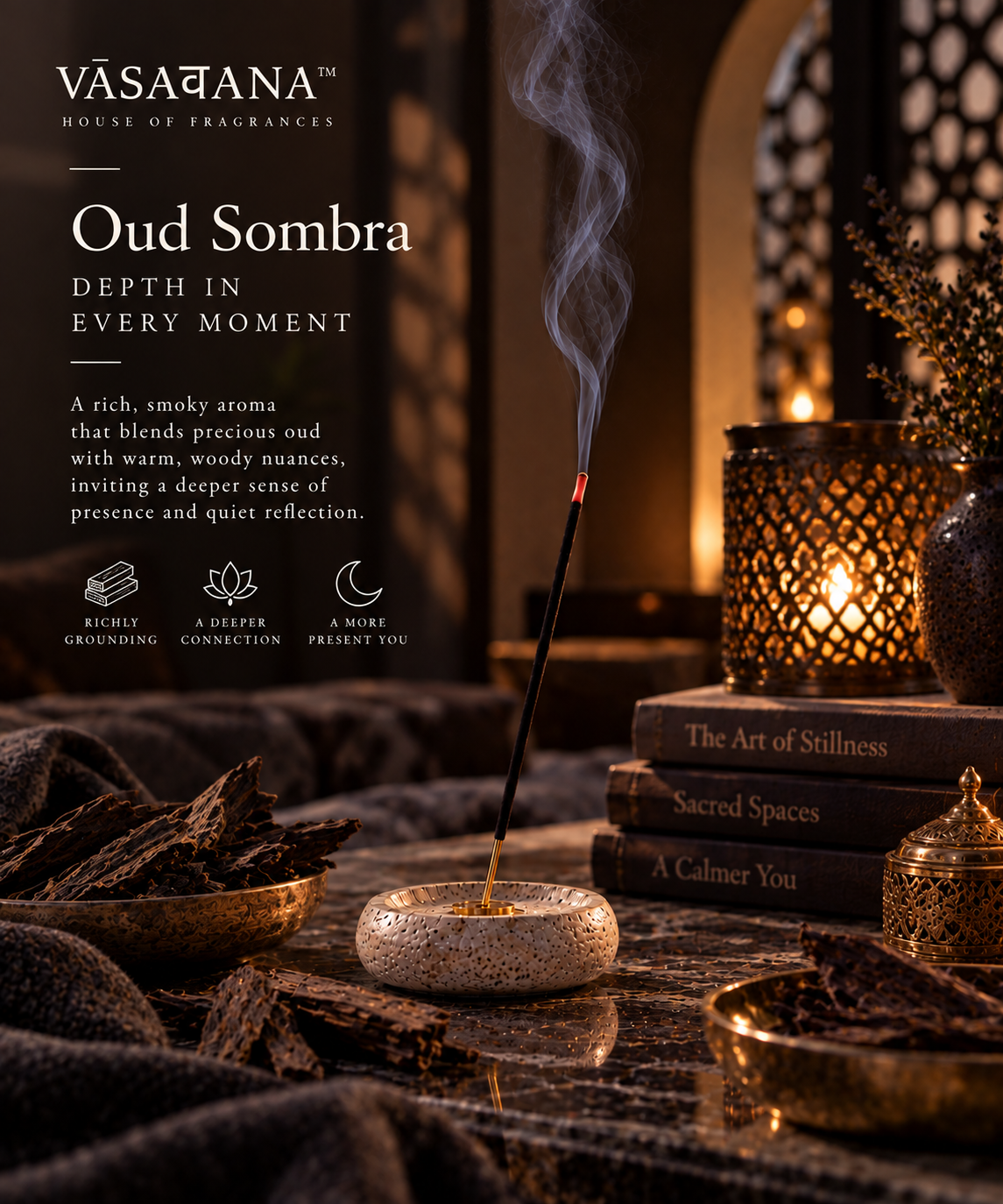 Oud Sombra Incense Sticks – Pack of 30 | Vasavana