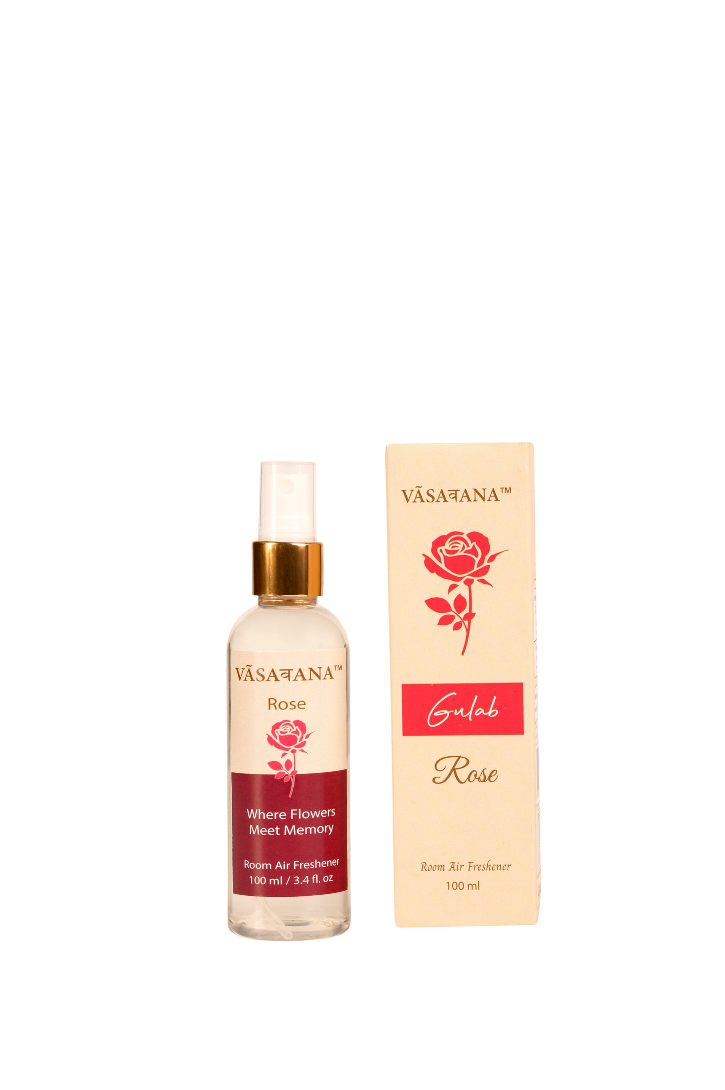 Rose Natural Mist Spray by Vāsaवana | 100 ml / 3.3oz | Made with Garden Rose Stem, and flower extracts | Ideal for meditation and rituals | Non-alcoholic, non-toxic & vegan | Vasavana