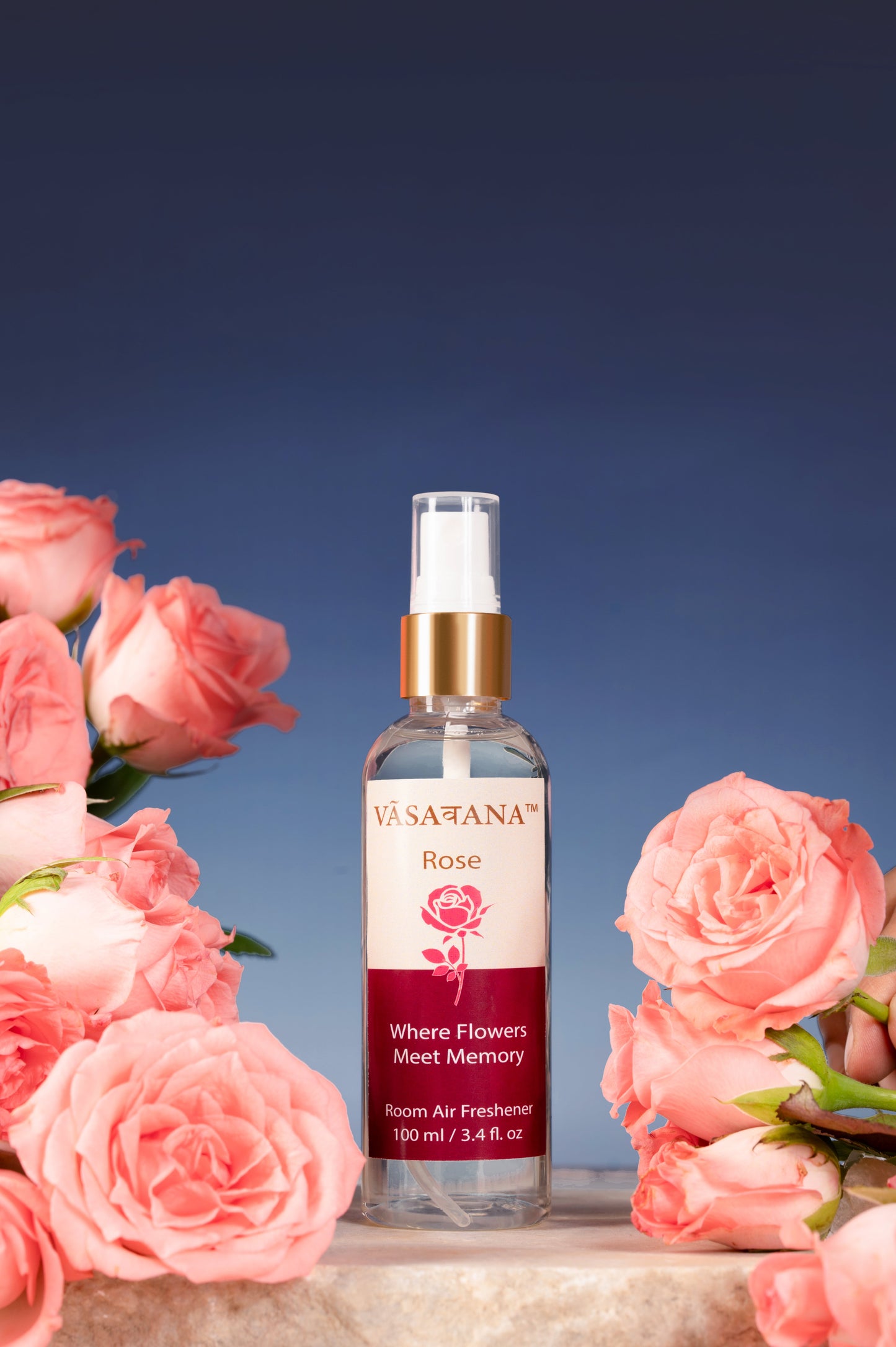 Rose Natural Mist Spray by Vāsaवana | 100 ml / 3.3oz | Made with Garden Rose Stem, and flower extracts | Ideal for meditation and rituals | Non-alcoholic, non-toxic & vegan | Vasavana