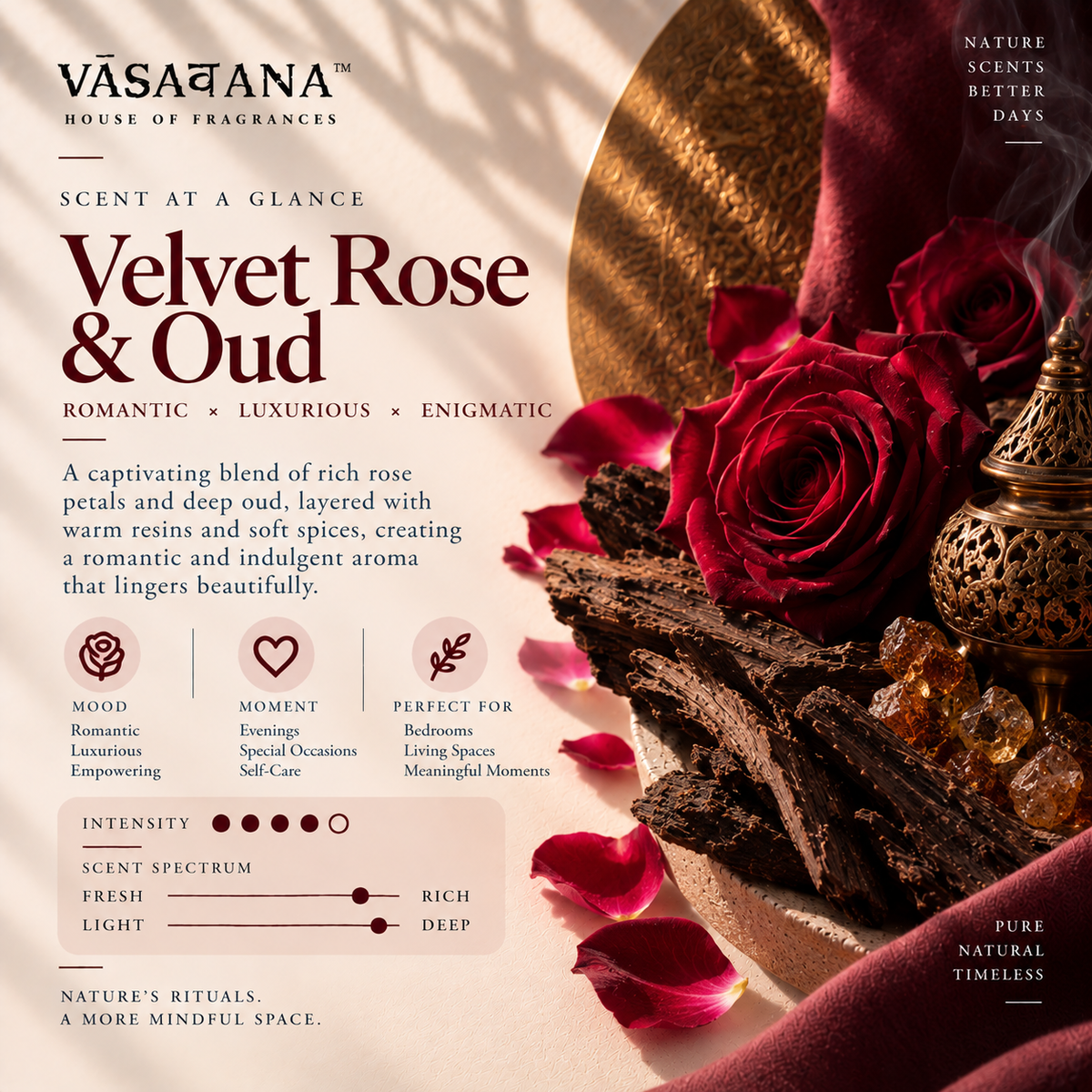 Velvet Rose & Oud Incense Sticks – Pack of 30 | Vasavana