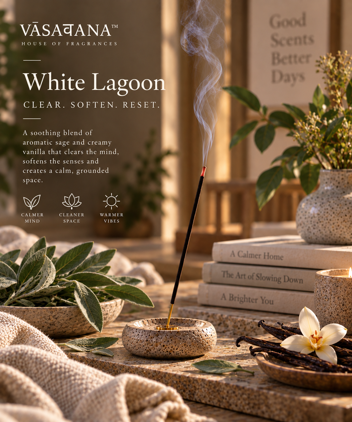 White Lagoon Incense Sticks – Pack of 30 | Vasavana