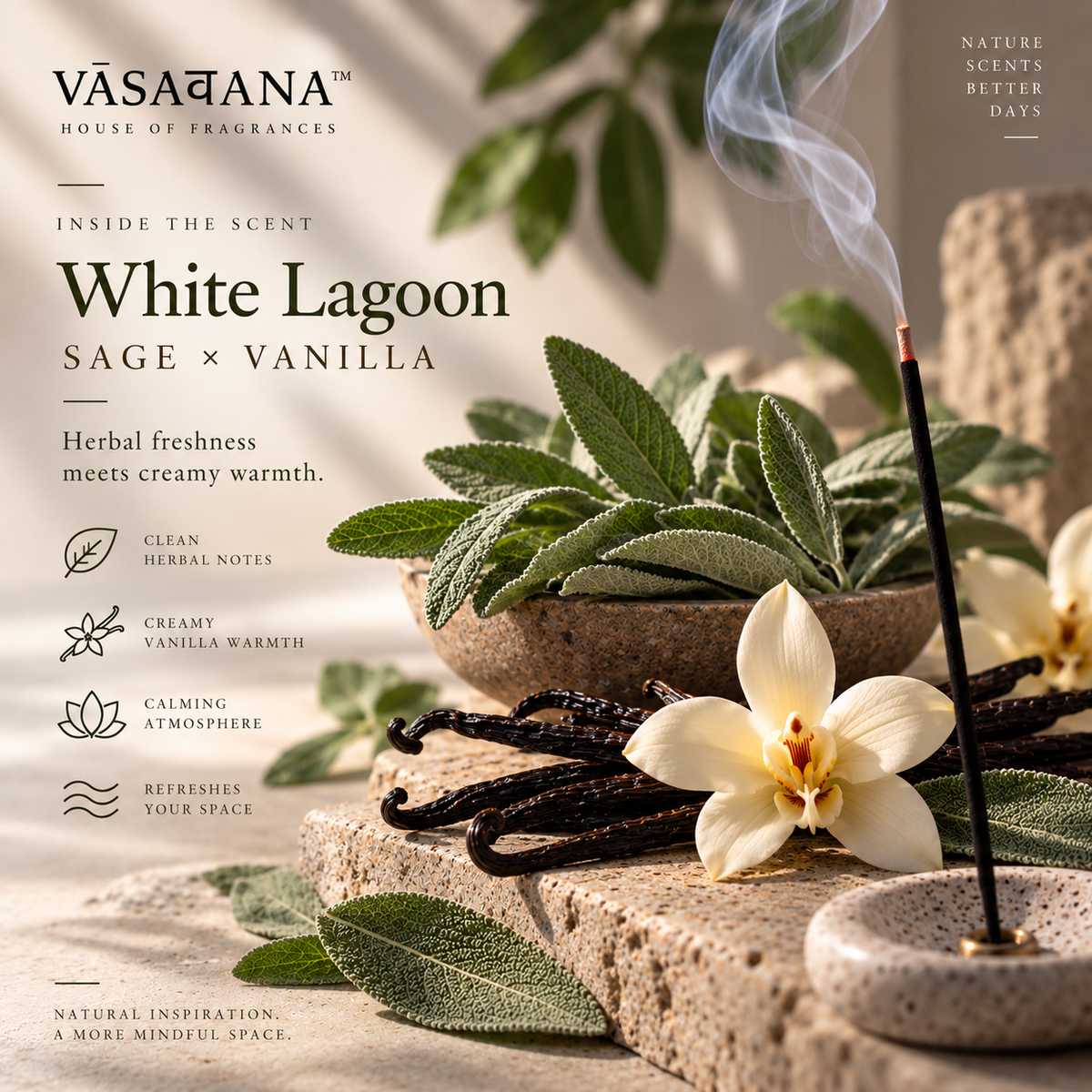 White Lagoon Incense Sticks – Pack of 30 | Vasavana