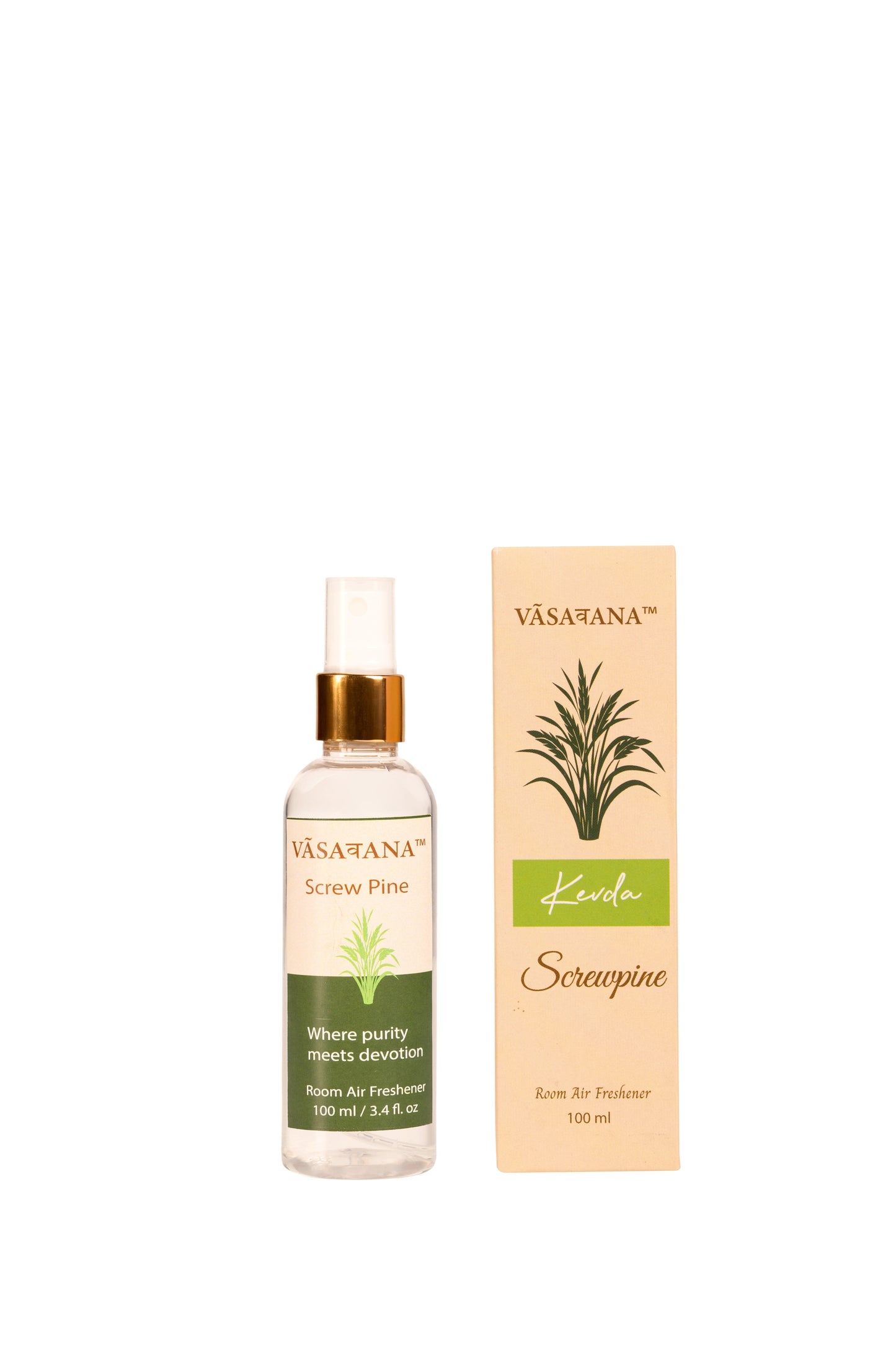 Screw Pine Natural Mist Spray by Vāsaवana | 100 ml / 3.3oz | Made with Screwpine Plant extract | Ideal for meditation and rituals | Non-alcoholic, non-toxic & vegan | Vasavana