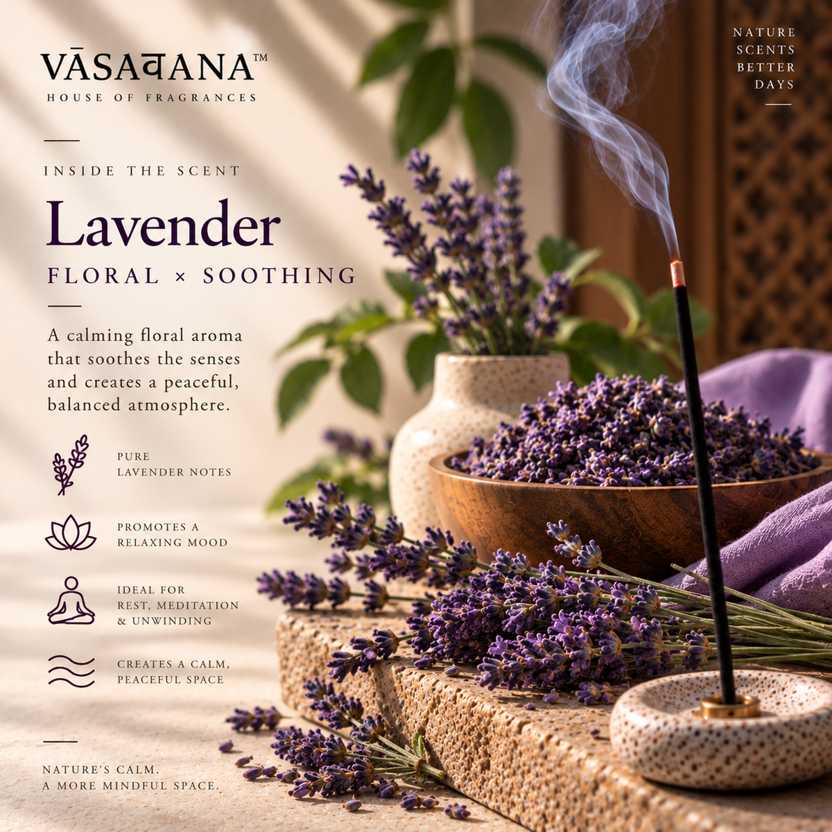 Lavender Incense Sticks – Pack of 30 | Vasavana
